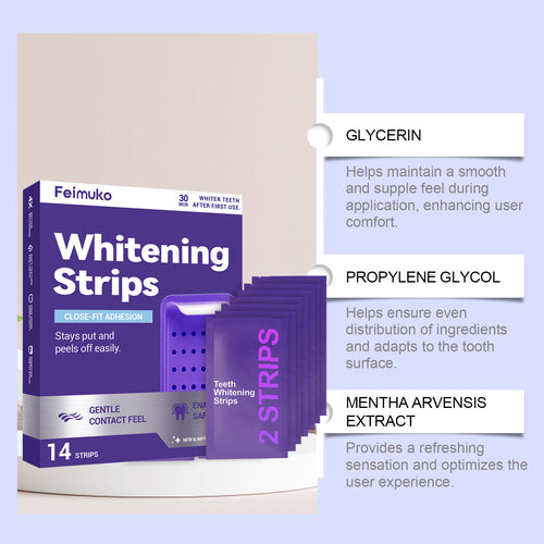 Veld White Strips teeth whitening strip being applied to teeth